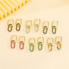 Copper micro-inlaid zircon earrings