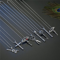 punk retro cross scissors dragon animal pendant necklace
