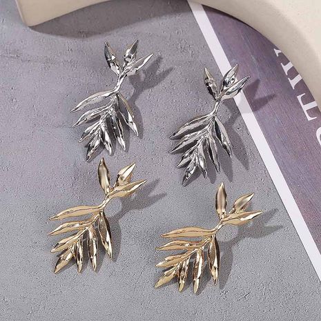 Simple geometric metal leaf earrings's discount tags