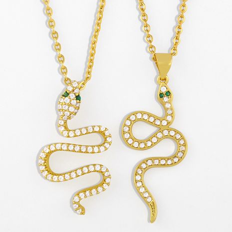 collier pendentif serpent en cuivre zircon micro-incrusté's discount tags