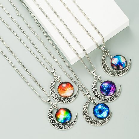 moon galaxy starry sky gemstone necklace's discount tags