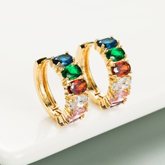 zircon inlaid  real gold plated simple earrings