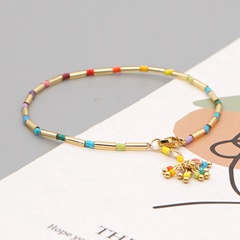 kreative einfache Reisperlen Regenbogen handgewebte Quaste Perlen Armband