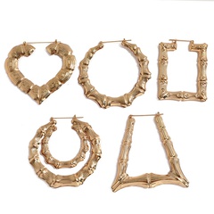 large bamboo-shaped exaggerated golden circle punk hip-hop earrings