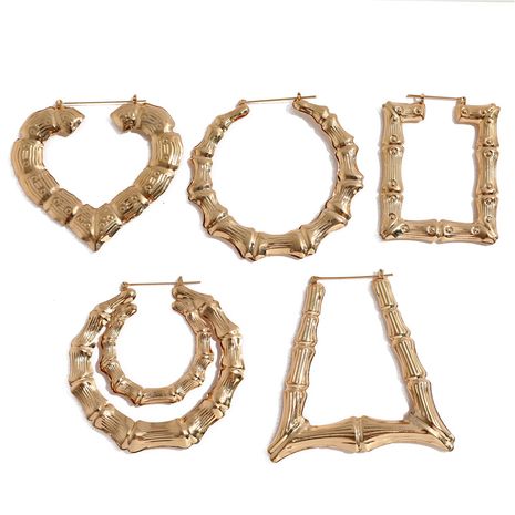 large bamboo-shaped exaggerated golden circle punk hip-hop earrings's discount tags