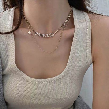 double layered letter necklace's discount tags