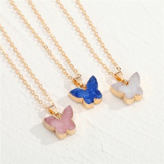 imitation natural stone butterfly pendant necklace