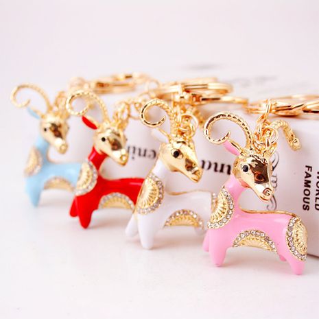 Korean creative cute diamond-studded goat animal keychain NHAK276007's discount tags