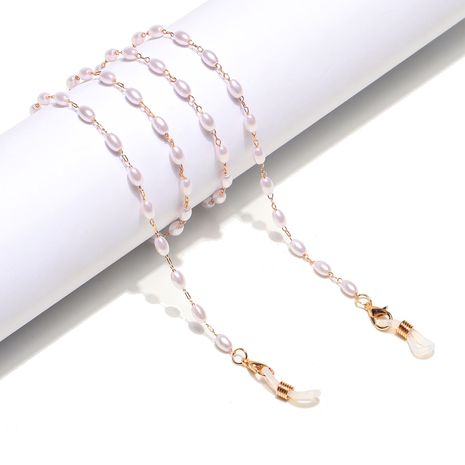 chaîne à lunettes en or perlé en forme de riz's discount tags