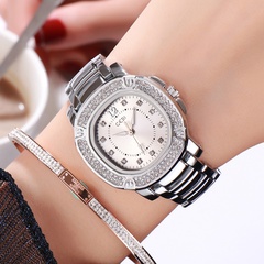 Fashion Diamond Steel Band Waterproof Square Dial Quartz Watch