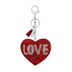 diamond-studded Korean flannel heart love keychain