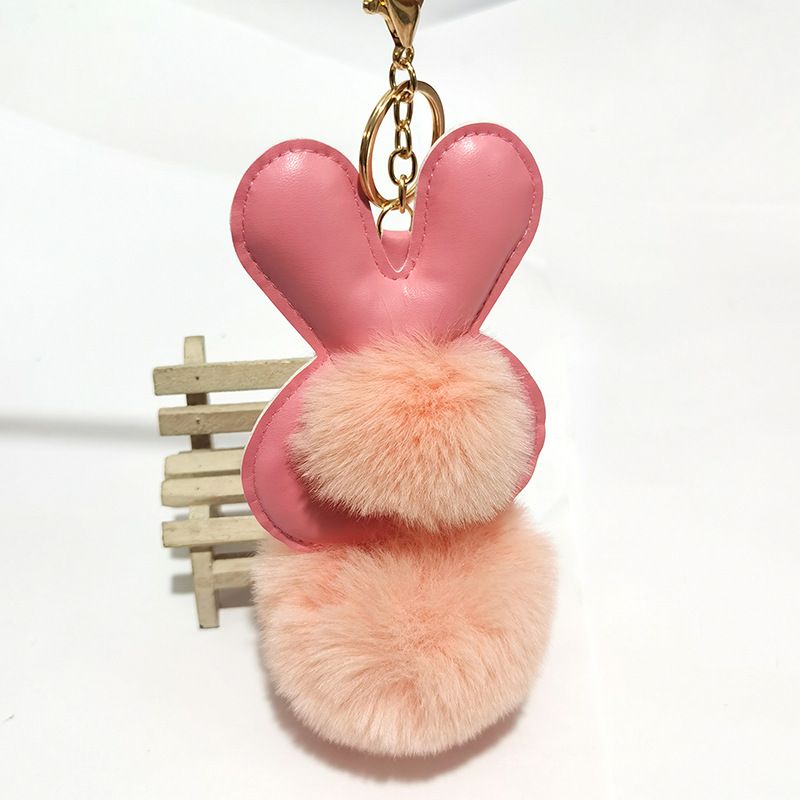 PU cartoon rabbit fur ball keychain  NHDI275817