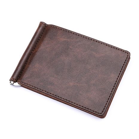 simple  metal clip bag pu  leather wallet's discount tags