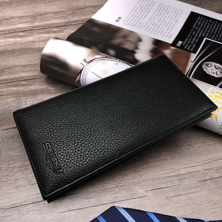 Korean  new PU leather lychee pattern casual mens long wallet