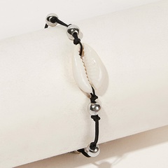 Bracelet de cheville coquillage perlé fait main en fil de cire coréen