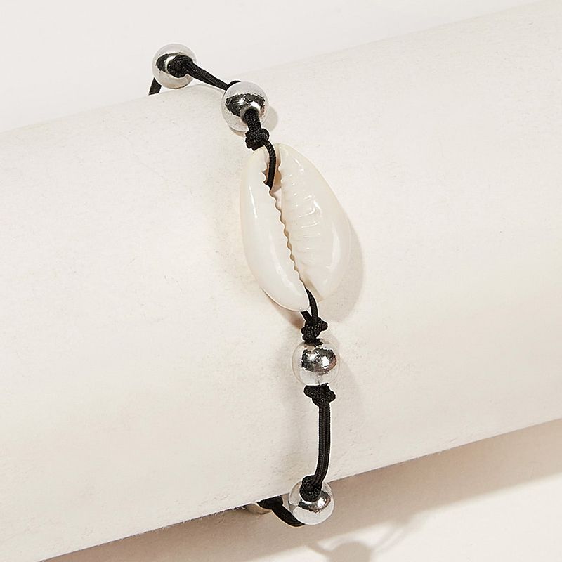 Bracelet de cheville coquillage perl fait main en fil de cire coren
