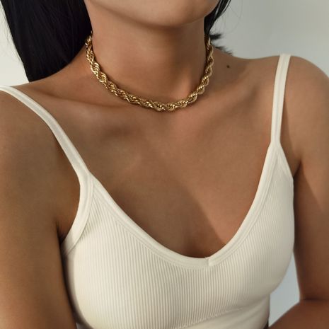 simple  creative short clavicle  handmade geometric twist chain necklace's discount tags