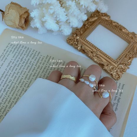 anillo ajustable de apertura de perlas nueva simple's discount tags