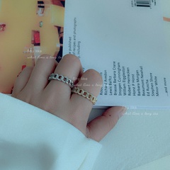 Korean simple  micro diamond chain ring