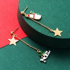 hot-selling creative Christmas five-pointed star snowman earrings