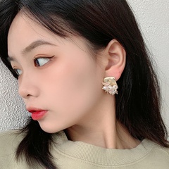 crystal pearl tassel  Korean earrings