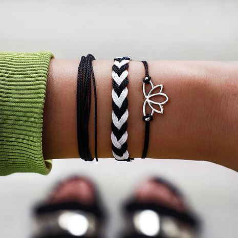 bohemian style hand-woven lotus bracelet set's discount tags