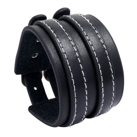 Bracelet punk simple en cuir PU multicouche de vente chaude's discount tags