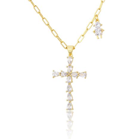 new diamond cross necklace's discount tags