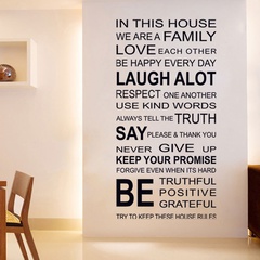 règles de la maison dans cette maison stickers muraux amovibles en PVC