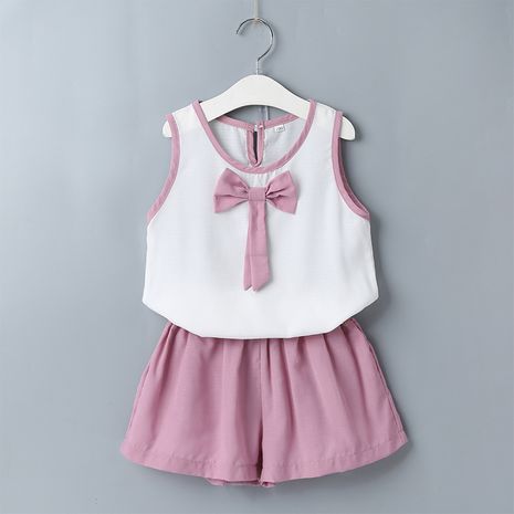 new simple fashion bow children's shorts two-piece children's suit NHLF265936's discount tags