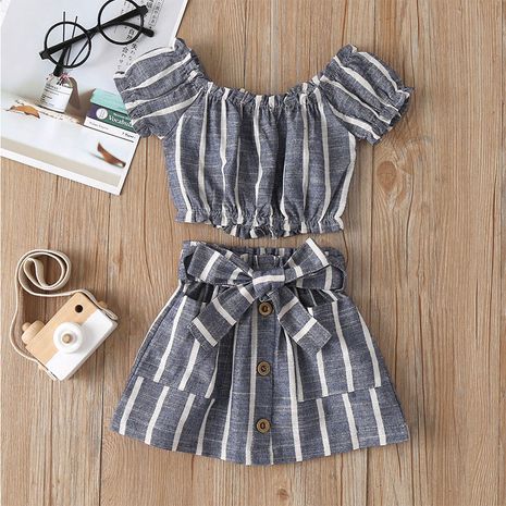 new fashion striped short sleeve children two sets of children's clothing wholesale NHLF265938's discount tags