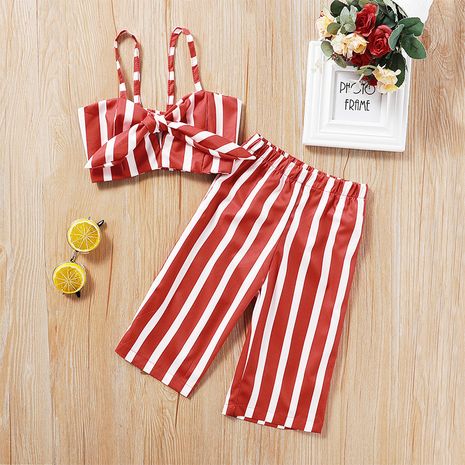 new  striped suspender trousers two-piece red fashion children's clothing suit  NHLF265942's discount tags