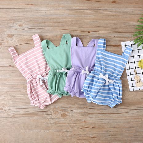 Nueva moda a rayas de algodón salvaje pantalones recién nacidos tirantes de bebé al por mayor's discount tags