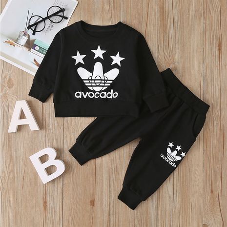 new  fashion black sweater two-piece children's clothing set NHLF265988's discount tags