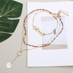Bohemian woven rice beads shell multilayer necklace