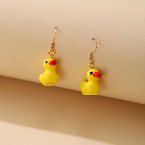 Korean fashion sweet little yellow duck long exaggerated earrings's discount tags