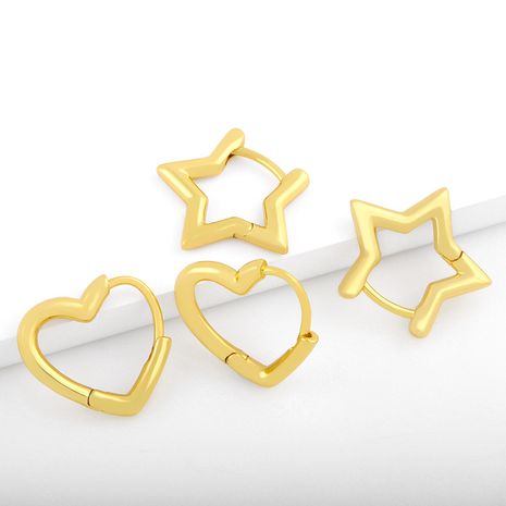 Pendientes coreanos en forma de corazón de estrella de cinco puntas's discount tags
