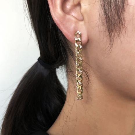long  metal chain diamond earrings's discount tags