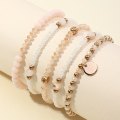 wholesale imitation pearl rice beads elastic handmade 5-piece bracelet