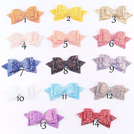 Children's  glitter bow seven color  hairpins's discount tags