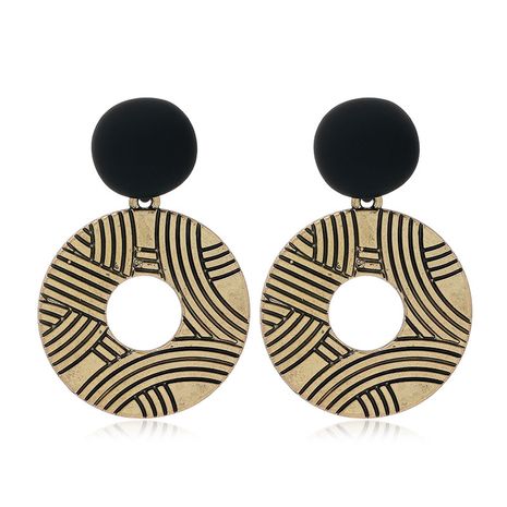 New fashion metal geometric round exaggerated alloy earrings's discount tags