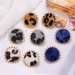 fashion new metal simple round leopard pattern earrings for women