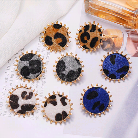 fashion new metal simple round leopard pattern earrings for women's discount tags