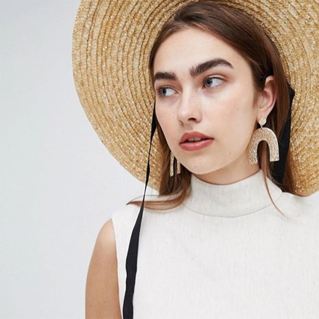 Korean fashion new geometric U-shaped big long earrings's discount tags