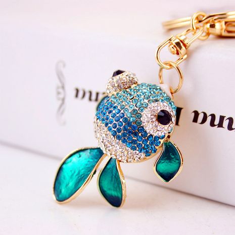 Korean  creative diamond sea animal goldfish crystal keychain's discount tags