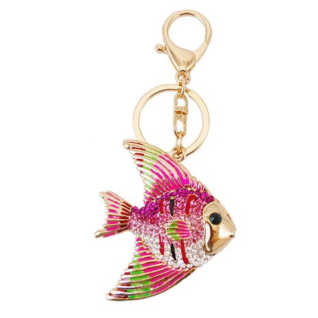 Korean creative cute cartoon tropical fish diamond  keychain's discount tags