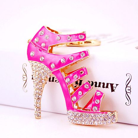 Creative cute diamond-studded ladies oversized high heels keychain's discount tags