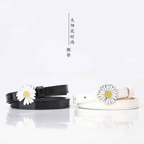 fashion ladies small daisy patent leather Korean casual sweater dress decoration thin all-match belt's discount tags