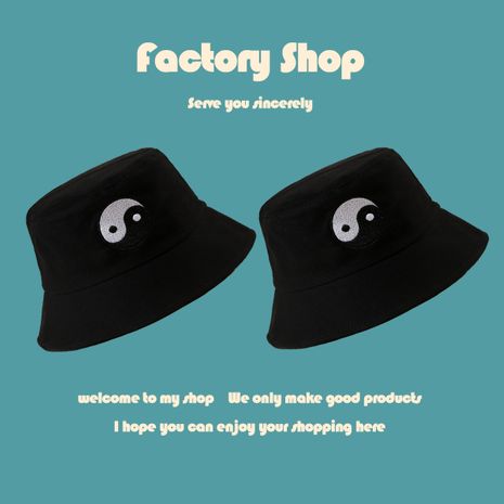 Black hat embroidery gossip fisherman hat's discount tags