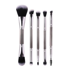 double-headed with electroplated handle portable soft hair makeup brush set